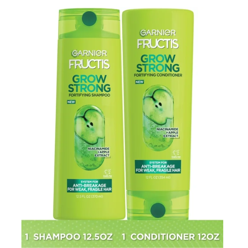 Garnier Fructis Grow Strong Shampoo & Conditioner For Stronger, Healthier, Shinier Hair, 1 kit