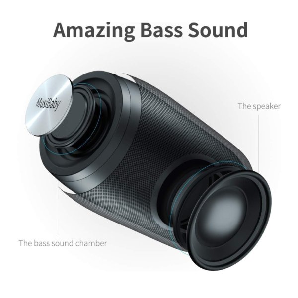 Bluetooth Speaker,MusiBaby Speaker,Outdoor,Wireless,Waterproof,Portable Speaker,Dual Pairing,Bluetooth 5.0,Loud Stereo,Booming Bass,1500 Mins Playtime Wireless Speaker for Home,iPhone,Pa (3)
