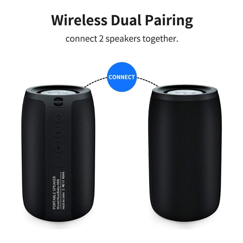 Bluetooth Speaker,MusiBaby Speaker,Outdoor,Wireless,Waterproof,Portable Speaker,Dual Pairing,Bluetooth 5.0,Loud Stereo,Booming Bass,1500 Mins Playtime Wireless Speaker for Home,iPhone,Pa (4)