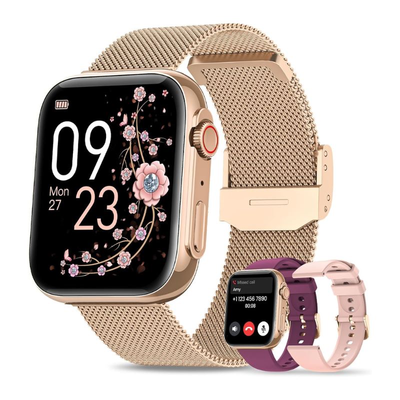 Smart Watches for Women, 1.91 HD Fitness Tracker Watch with Blood PressureHeart Rate Monitor, Bluetooth 5.3 Make Calls Smart Watch for AndroidiOS Phones, IP68 Waterproof Fitness Watch for (1)