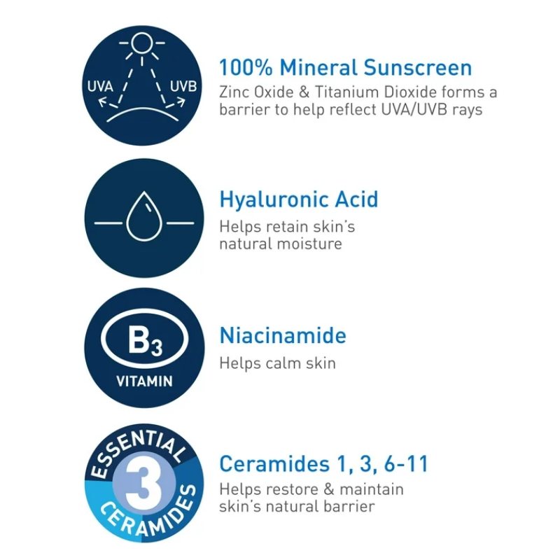 CeraVe Hydrating Face Mineral Sunscreen Lotion SPF 50 for All Skin Types, 2.5 fl oz (2)